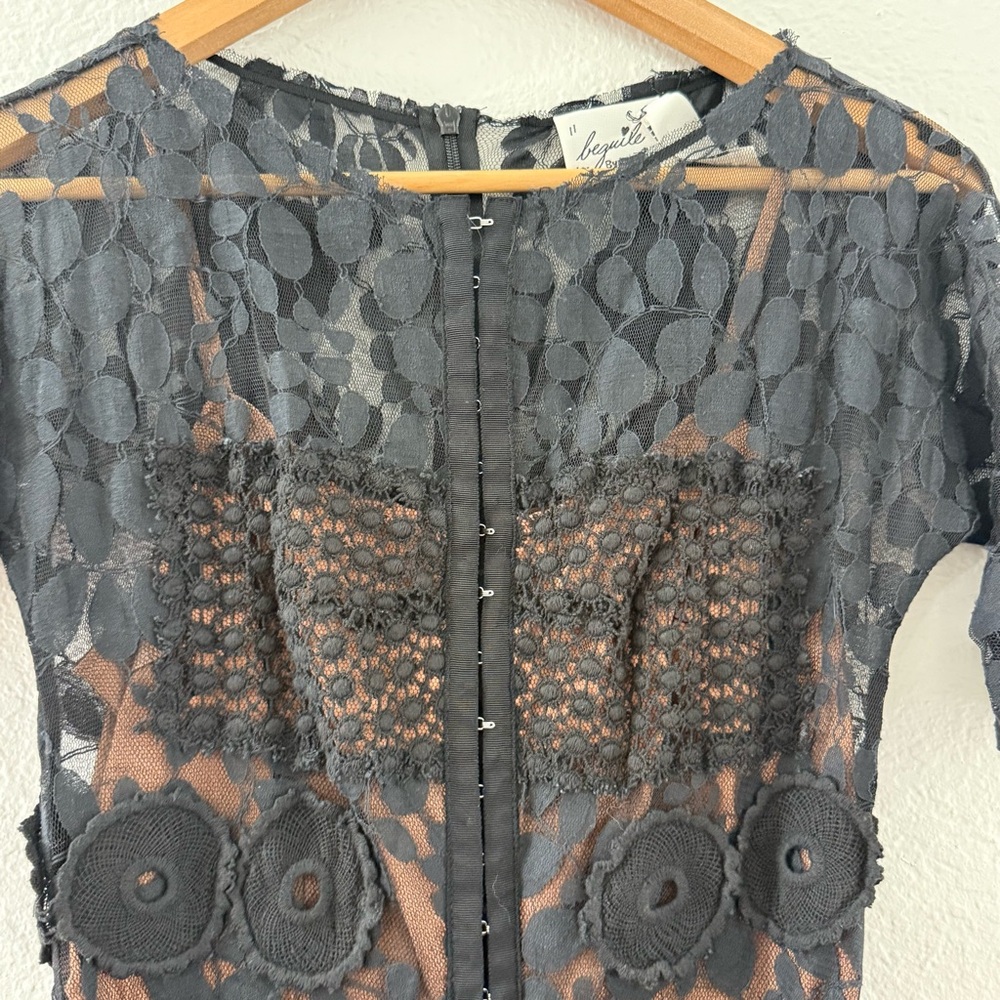Beguile by Byron Lars Anthropologie Carrisima Black Lace Sheath Dress Size 0 - Picture 7 of 12